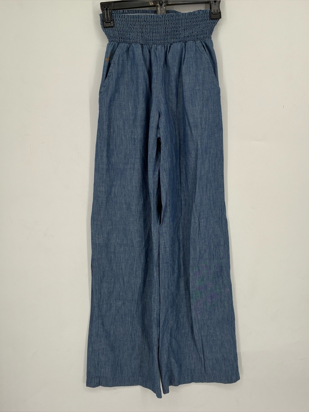 Birdwell Beach Britches Womens Small Wide Leg Pants Blue Stretch Waist Vacation